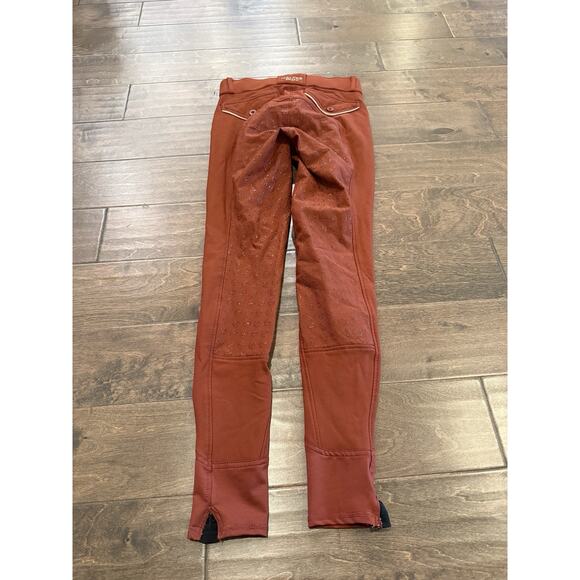 Halter Ego Women Red Brown Equestrian Breeches Grip Riding Stretch Pants Size 24 - Picture 3 of 10